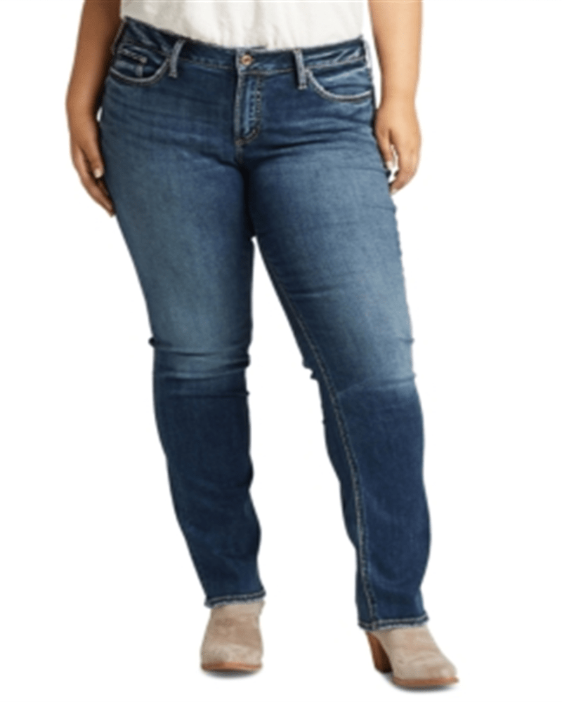 Front of a model wearing a size 16x30 Silver Jeans Co.Women's Trendy Suki Straight Leg Jeans Blue 16x30 in Blue by Silver Jeans Co.. | dia_product_style_image_id:308518